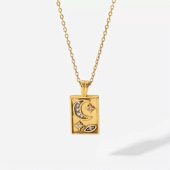 Starry Sky Inlaid Zircon Moon Star Necklace main image 1